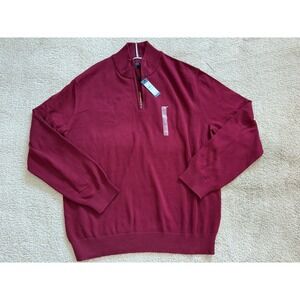 Tommy Hilfiger Combed Cotton Quarter Zip Sweater Color Rouge Size XXL